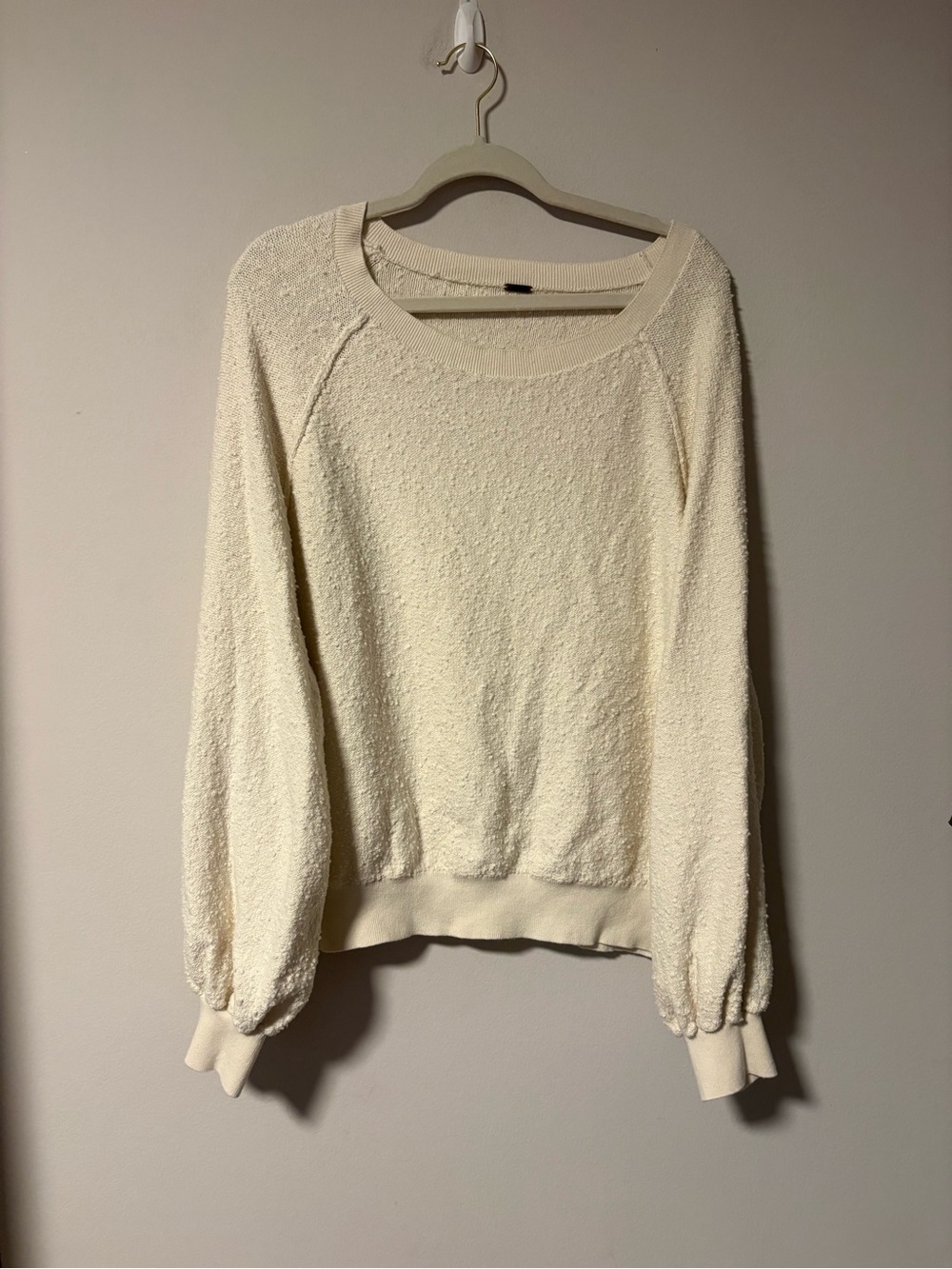 Free People Found my Friend Cream Boucle Sweater Large